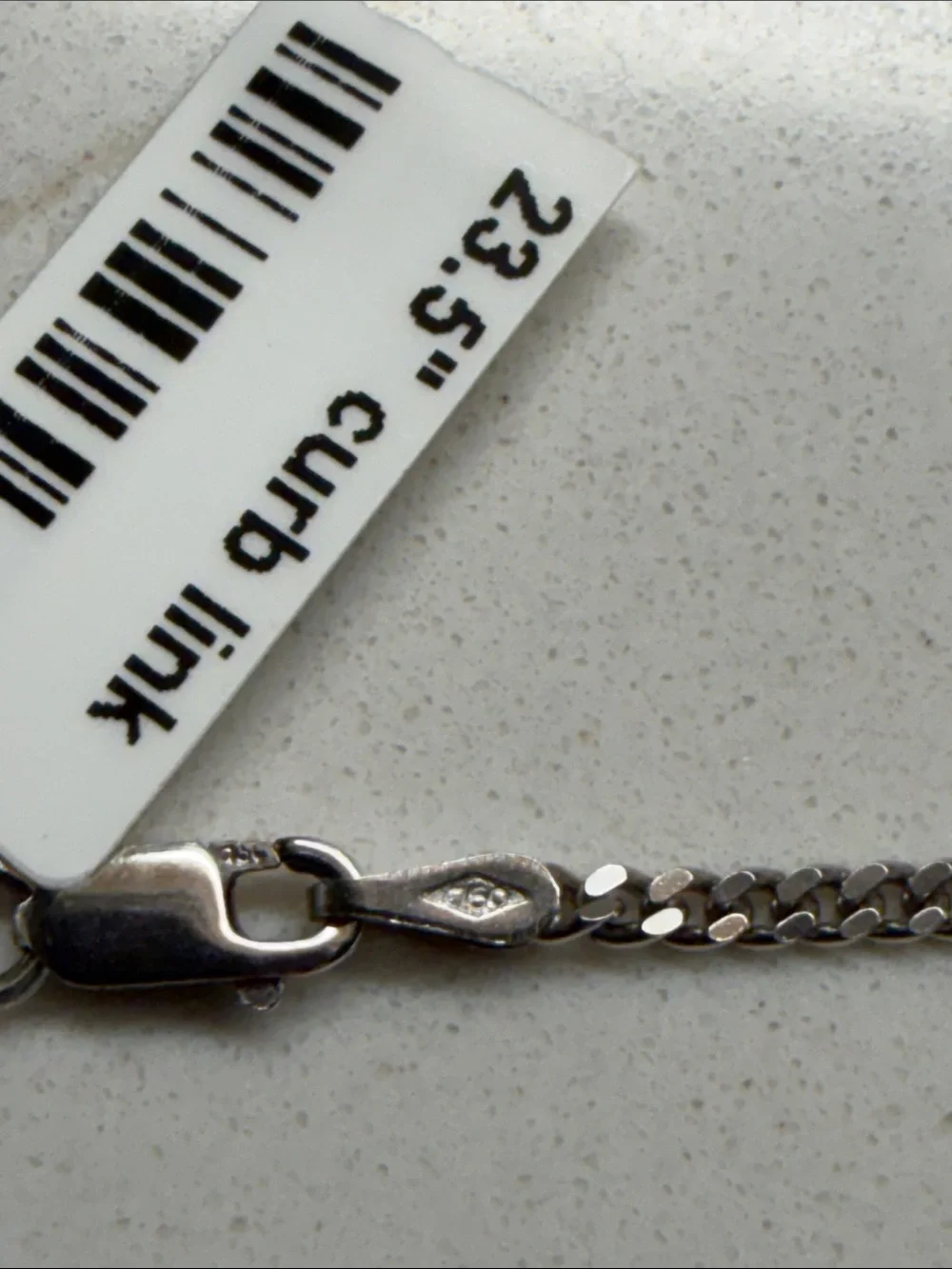 Men's 18kt. White Gold Curb Chain Necklace 23.5” long Made in Italy